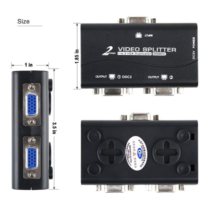 qiannong-2-พอร์ต-แยกหน้าจอ-พร้อมสาย-usb-1-ถึง-2-ตัวแยกวิดีโอ-ตัวแยกสัญญาณ-vga-อะแดปเตอร์-ผู้ทำซ้ำ