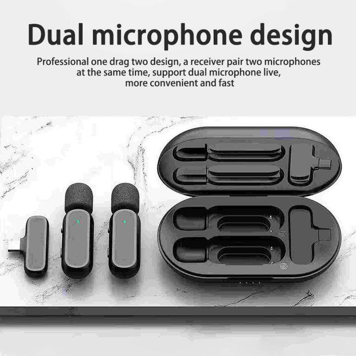 cuguu-ขายดี-ไร้สายลาวาเลียร์ไมโครโฟนสำหรับ-iphone-แอนดรอยด์พร้อมอะแดปเตอร์และเคสชาร์จคลิปหนีบบนปกไมค์สำหรับ-facebook-vlog-สัมภาษณ์