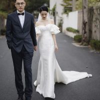 high-end wedding dress 2023 new temperament and elegant bride welcome to go out yarn super fairy dream slim female