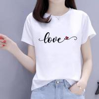 Love Heart เสื้อยืดเสื้อผ้าพิมพ์ลายน่ารัก90S สำหรับผู้หญิงเสื้อยืดแขนสั้นลายกราฟิกลำลองสำหรับผู้หญิง