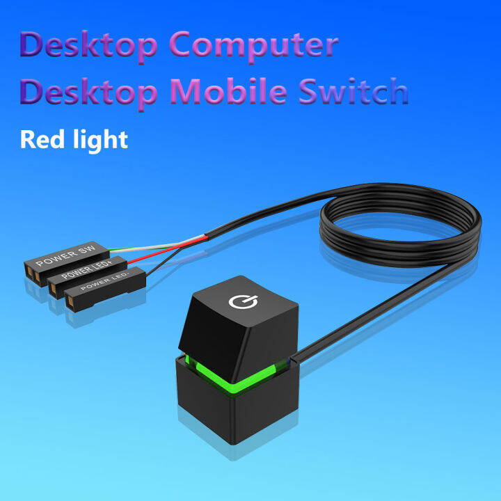 On/Off PC Power Button Switch Cable Portable LED Desktop Computer