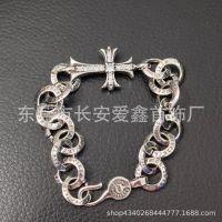 [TOP]Chromes Hearts 925 sterling silver high quality single ring diamond cross bracelet classic