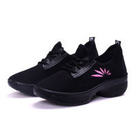 Women Vulcanized Shoes Emboridary Ladies Mesh Breathable Female Lace Up Shallow Shoe Fashion Flats Platform Woman Dancing Shoes