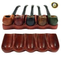 【YF】 2020 Pipe Stand Unique Holds 5 Pipes Solid Wood Tobacco Smoking Rack Holder Gift New