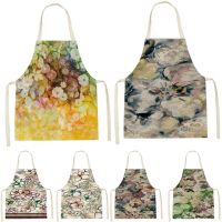 Plant Flowers Style Kitchen Apron Women Cleaning Pinafore Apron Kids Vegetation Pattern Sleeveless Aprons Home Custom Apron Bib