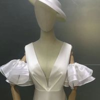 ✚♈ Double layer Bridal Short Sleeve Gloves Wedding Dress lotus leaf arm sleeve Seperate Strapless sleeve