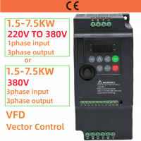 ตัวแปลงไดรฟ์ตัวแปรความถี่ VFD 220V ถึง380V ประหยัด1.5/2.2/3.7/4/5.5/7.5 /Kw มอเตอร์เครื่องควบคุมความเร็ว