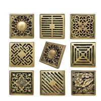 ❐■ Balcony Bathroom Bathtub Accessories 10x10 Floor Drain Luxury Floor Drain Filter Cover Brass Retro Square Shower Floor Drain