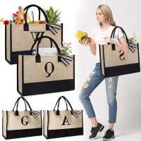【CW】 Letters Canvas Personalized Shopping for Mom Bridesmaids Wedding Birthday Beach Gifts Tote