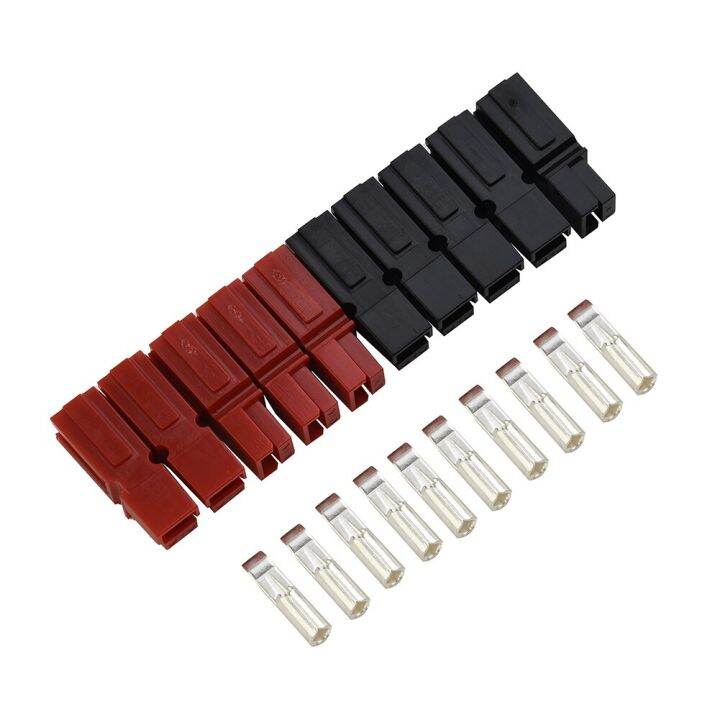 5-pairs-30-amp-power-pole-red-black-connectors-for-anderson-style-plugs-marine-power-connector-copper-terminals-wires-leads-adapters