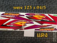 สติ๊กเกอร์ WAVE 125 S  สีแดง ปี 2004 รุ่น 5 คุณภาพดี สีสวย ราคาถูก