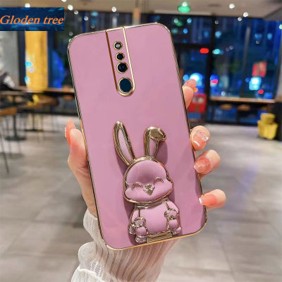 Andyh New Design For OPPO F11 A9 A59 F1S F11 Pro Case Luxury 3D Stereo Stand Bracket Smile Rabbit Electroplating Smooth Phone Case Fashion Cute Soft Case