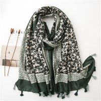 【Miki Xinyuan】2021ผ้าพันคอผู้หญิงผ้าคลุมไหล่และพู่ยาวหญิง FoulardBandana Retroprint Foulard Luxe Shawls