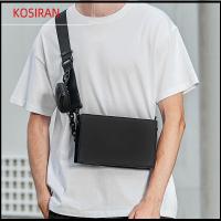 KONSIRAN หนังพียู กระเป๋าแมสเซนเจอร์สะพาย วินเทจ คลาสสิกแบบคลาสสิก กระเป๋า Crossbody ลำลองแบบสบายๆ สีดำสีดำ กระเป๋าสะพายไหล่แบบสั้น ตัวผู้ผู้