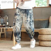 ☃27bf6658ฮาเร็มกางเกงทรงจ็อกเกอร์พร้อมเชือกรูด Masculino Calça Virilha Solta ลำลอง De Linho Algodestampada Outono 2023