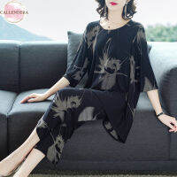 2Pcs/Set Summer Casual Clothing Set Loose Three Quarter Sleeve Tops + Wide Leg Pants