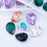 hotx【DT】 Twinkling Tear Drop Glass Rhinestones Pointback Glue on Garment Crafts Jewelry Accessories