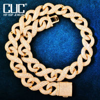 Gold Color Infinity Style Miami Cuban Chain Necklace For Men Iced Out Zircon Hip Hop Link Choker Fashion Rock Jewelry 16mm