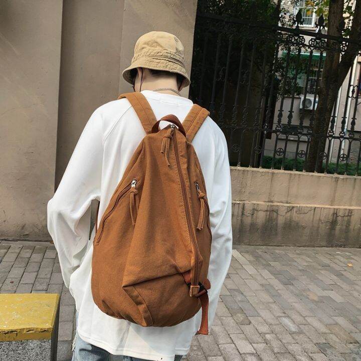 cotton-canvas-backpack-womens-korean-niche-backpack-solid-color-unprinted-large-capacity-student-schoolbag-mens-tooling-style-2023