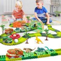 Dinosaur Train Toys Create A Dinosaur World Road Race-Flexible Track Playset ,Dinosaurs Toys Race Car for Old boy Girls