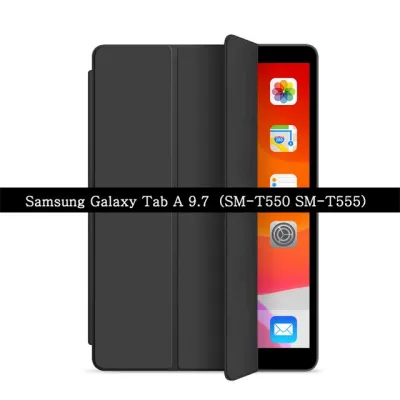 Casing Tablet SM-T550 T555สำหรับ Samsung Galaxy Tab A 9.7 2015 T550 SM-T555 PU ฝาพับหนังป้องกันเคสตั้งแบบพับสามทบ