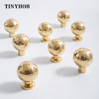 Gold Solid Brass Hammered Furniture Handles Ball T Bar Pulls Cupboard Wardrobe Dresser Shoe Box Drawer Cabinet Knobs