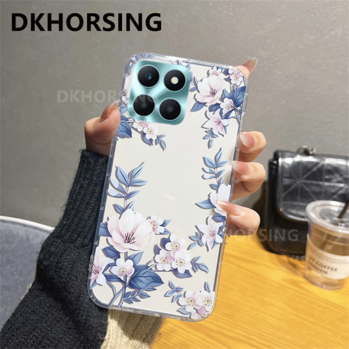 dkhorsing-เคสโทรศัพท์ใบดอกไม้ใหม่สำหรับเกียรติยศ-x6a-honor-90-lite-honor-70-lite-honor-x5-plus-tpu-ซิลิโคนแบบใสปลอกอ่อน-honor-x6a-เคสหลังสุดหรูกันกระแทก-x5plus