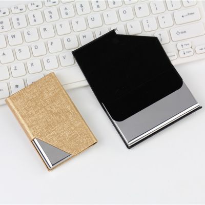 【CW】✥◐♀  Fast Drop Shipping Leather Wallet Business ID Credit Card Holder Metal Storage