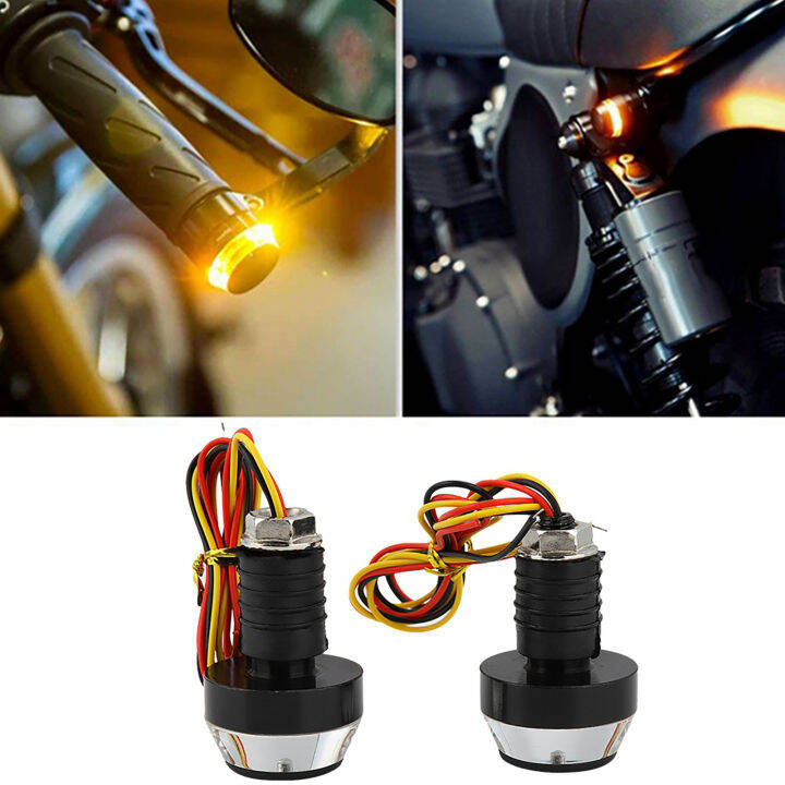 dc12v-รถจักรยานยนต์-led-ไฟเลี้ยวสัญญาณไฟเลี้ยวที่ด้ามจับบาร์ปลายปลั๊กไฟมือจับสีขาว-สีเหลือง