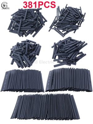 381pcs Black 2:1 Heat Shrink Tubing Insulation Shrinkable Tube Sleeving Assortment Polyolefin Ratio Wrap Wire Cable Sleeve Kit Cable Management