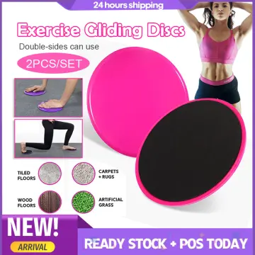 2PCS Exercise Sliding Gliding Disc Fitness Core Slider Sport Full Body  Workout (pink)