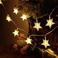 【✜】 pkdibm 5M 20LED 220V EU ปลั๊ก LED Christmas Star Fairy Garlands ไฟสายประดับกลางแจ้ง/ในร่มสำหรับ Xmas Party ตกแต่งปี