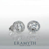 Eramyth jewelry: ต่างหู เงินแท้92.5 ปักก้าน ฝังเพชรสวิสCZ รหัส PCE-1277/3-R (พร้อมส่งจ้า)