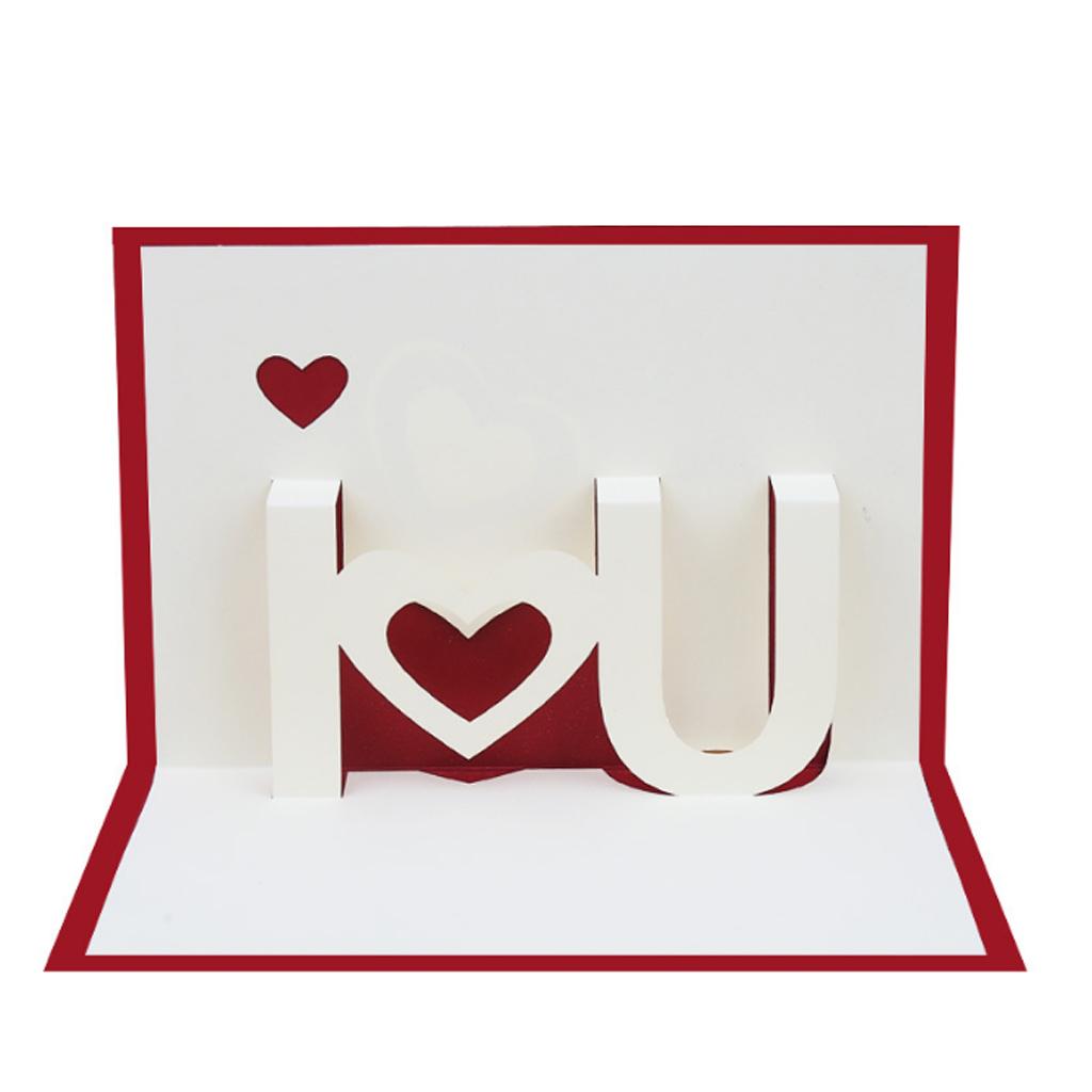 I LOVE YOU 3D Pop Up Greeting Cards Happy Birthday Lover Valentines Anniversary 