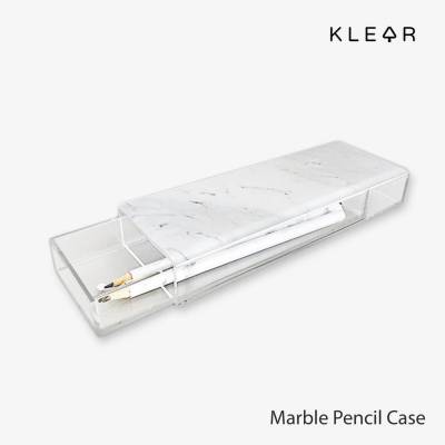 KlearObject  Marble pencil case กล่องอะคริลิคใส่ปากกา กล่องใส่ดินสอ ที่ใส่เครื่องเขียน อะคริลิคใสลายหินอ่อน กล่องปากกาพกพา มีเหล็กดูดในตัว