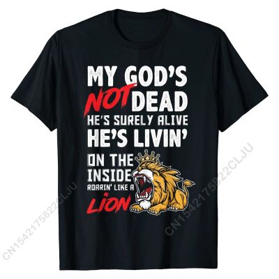 My God Is Not Dead Lion Jesus Christ Christian Faith T-Shirt Tshirts Camisa Classic Male Tops Men Tees Camisa Cotton