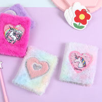 Colorful Unicorn Plush Notebook Cute Heart Decoration Journal Diary Planner Kawaii Back To School Note Book Mini Notepad