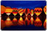 【CW】 Hot Air Balloons Glowing at Night Poster Metal Tin Sign Wall Plaque for Bar Pub 8x12 inch