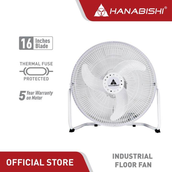 Hanabishi Desk Fan 16 inches Industrial Floor Fan Type White Aesthetic