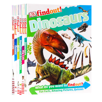 DK small discovery encyclopedia 6 volumes dinosaurs, cats, marine amphibians English original book dkfindout dinosaurs birds big cats English childrens English Popular Science Encyclopedia