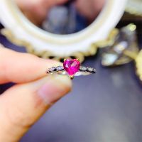แหวนพลอยรูปหัวใจบุษราคัมสีชมพู925เงินสเตอร์ลิงสำหรับผู้หญิงที่มีใบรับรอง