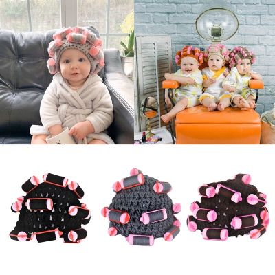 Adult Kids Baby Knitted Hair Roller Curlers Wig Hat Funny Movie Style Housewife Landlady Cosplay Costume Elastic Head Cover Cap