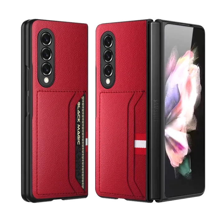 For Samsung Galaxy Z Fold 4 5g 2022 Case Light Luxury Business Leather Wallet With Card Holder 0890