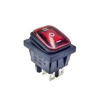 KCD4 39x29mm Red LED 6PIN 16A/250V Snap in ON/OFF/ON Position Boat Rocker Switch Copper Feet Waterproof switch SPDT