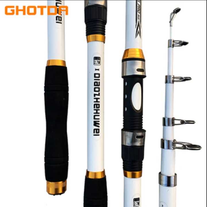 GHOTDA 2.1M -3.6M Carp Fishing Rod feeder Hard FRP Carbon Fiber Telescopic  Fishing Rod