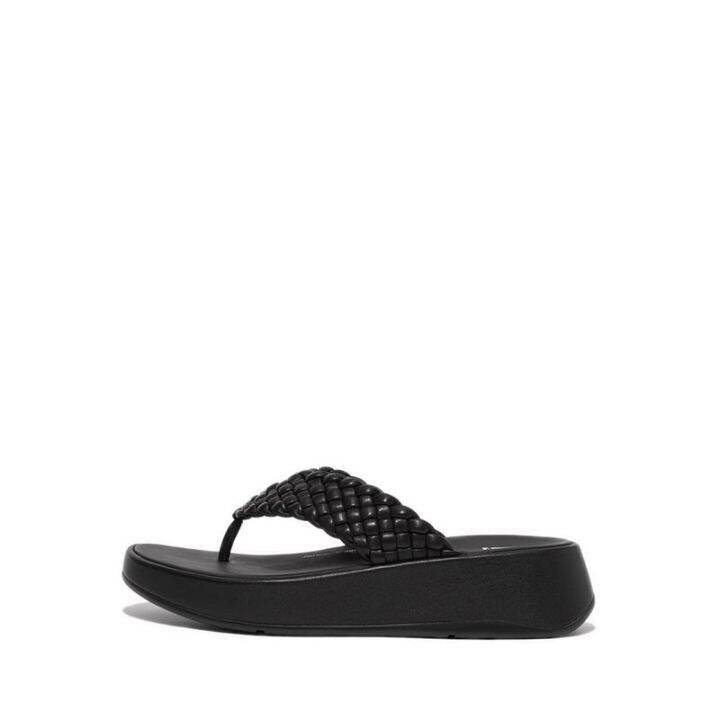 Fitflop F-Mode E01 Woven Leather Toe-Thongs - All Black | Lazada PH