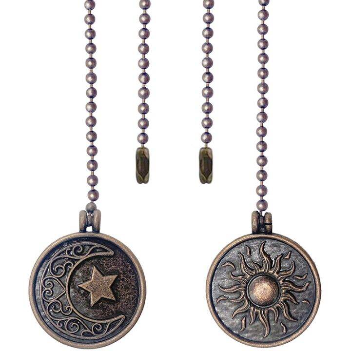 2Pcs Ceiling Fan Pull Chain Set Sun & Pattern Pull Chains Extension