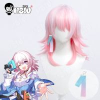 March 7th Cosplay Wig Fiber synthetic wig Honkai Star Rail cosplay「HSIU 」Pink short hair+Wig cap Honkai Star Rail Wig Wig  Hair Extensions Pads