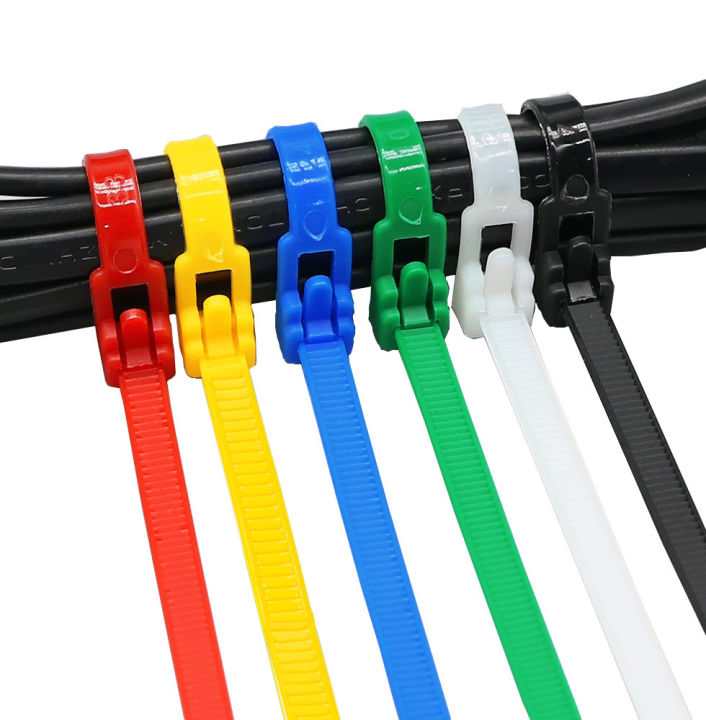 50Pcs 5x150MM Reusable Plastics Cable Ties Colored Loop Wrap Releasable
