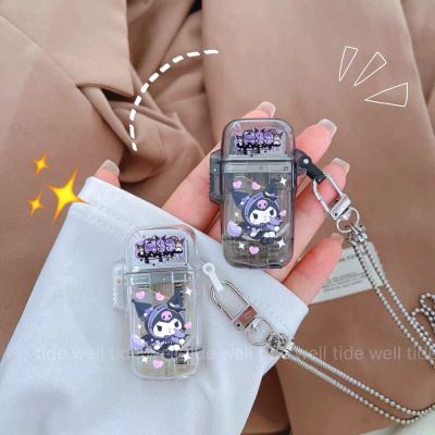 Survival kits Kawaii Sanrio Hello Kitty Kuromi Windproof Lighter Necklace Lighter Lighter Creative Personality Portable Girl Gift Survival kits